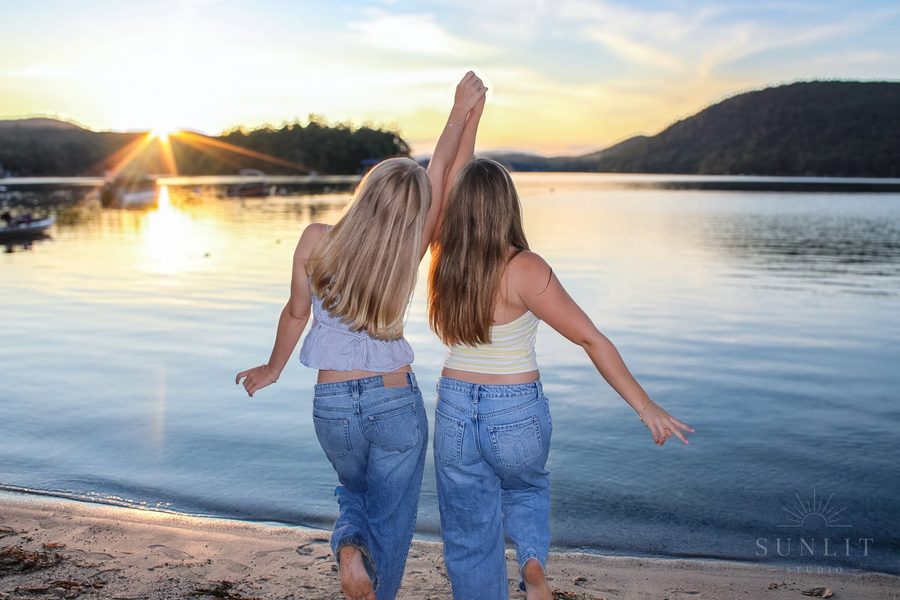 Golden hour friends session at the lake